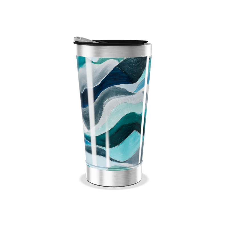 Copo Térmico - Ondas Azul Aço Inox