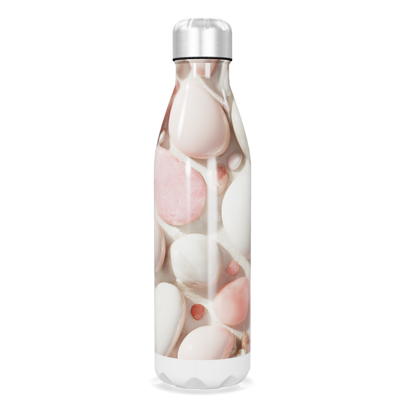 Garrafa Inox - Estampa Pedras Rosa e Branco