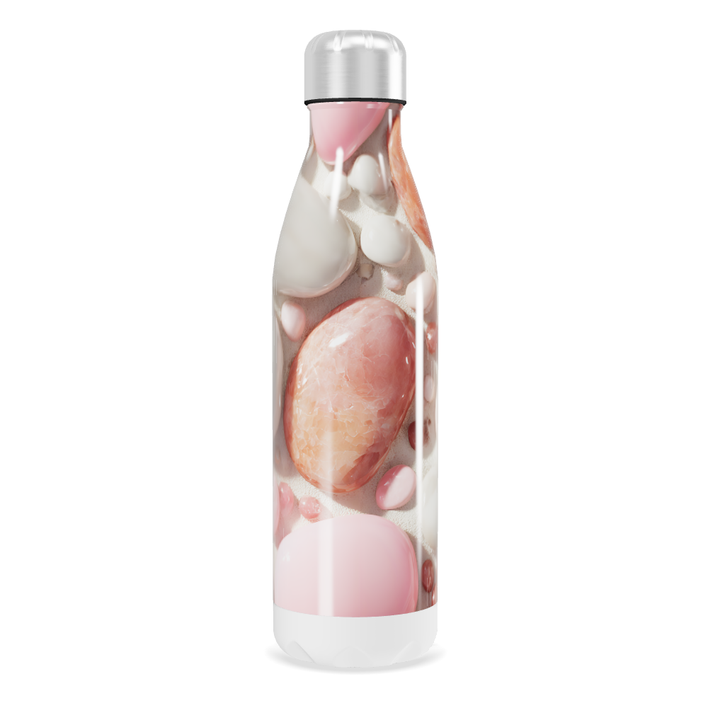 Garrafa Inox - Estampa Pedras Rosa e Branco