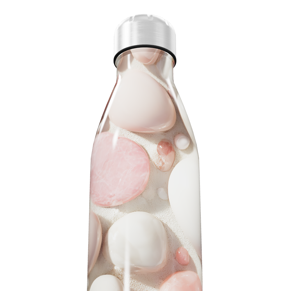 Garrafa Inox - Estampa Pedras Rosa e Branco