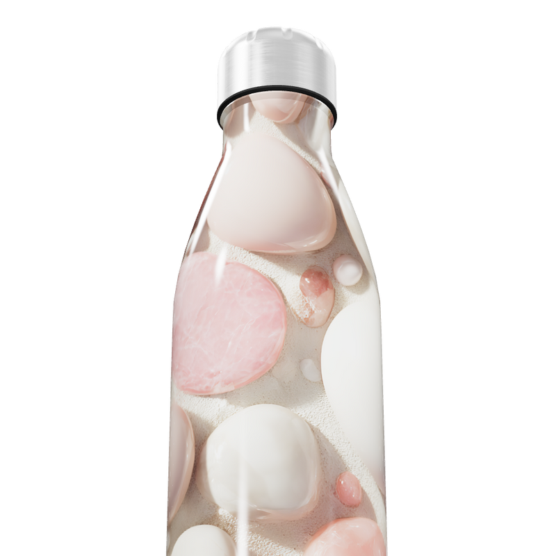 Garrafa Inox - Estampa Pedras Rosa e Branco