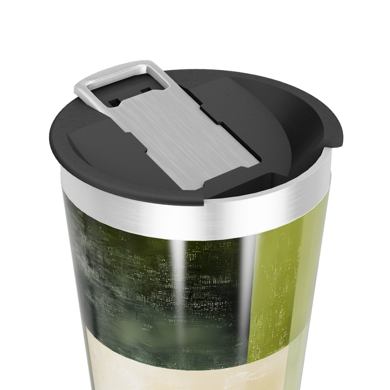 Copo Térmico - Verde com Estampa Quadrada