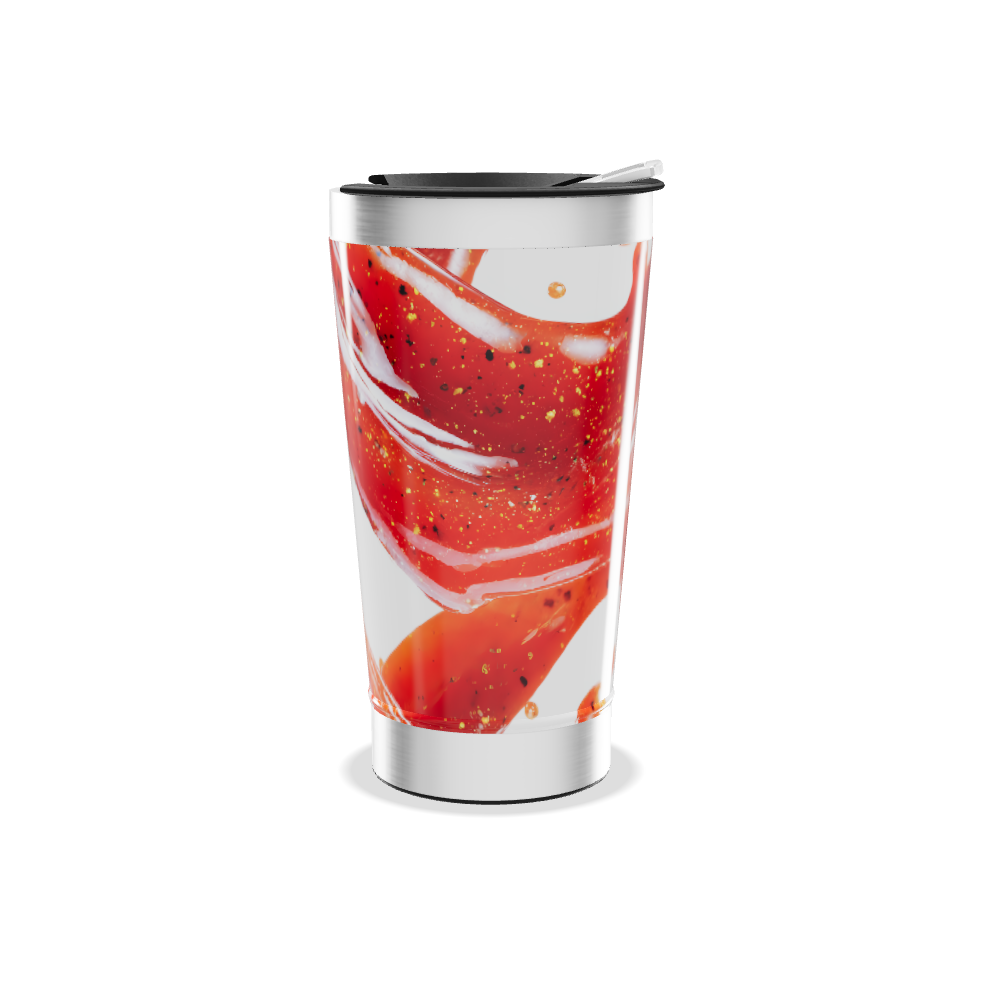 Copo Térmico - Estampa Abstrata Vermelha