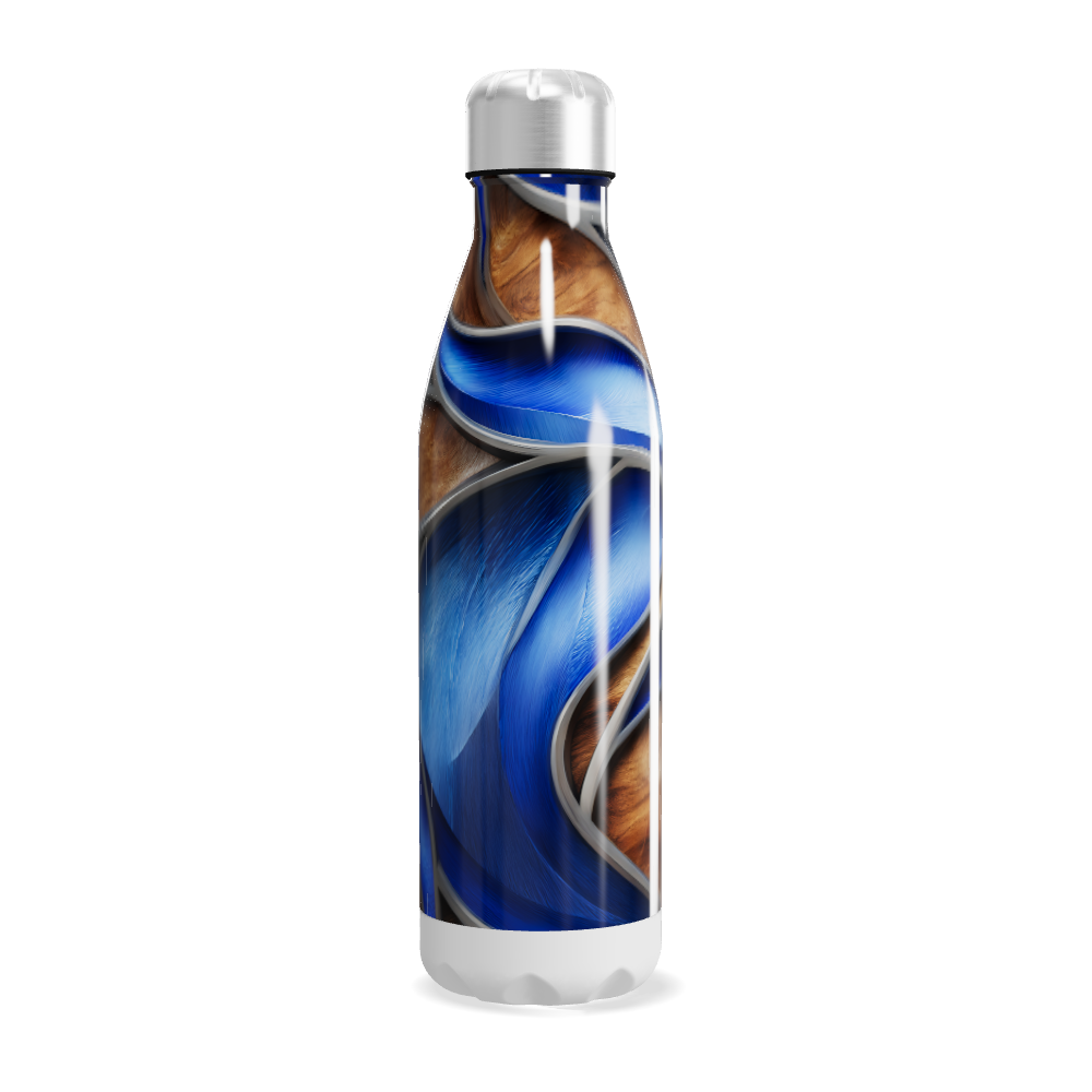 Garrafa Inox - Estampa Azul e Madeira