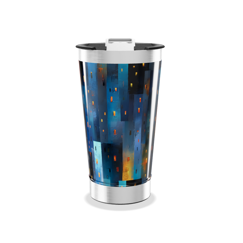 Copo Térmico - Aço Inox Azul Abstrato