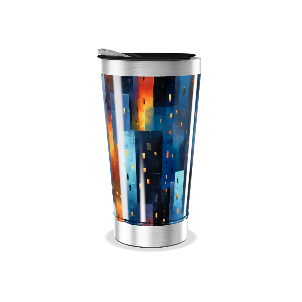 Copo Térmico - Aço Inox Azul Abstrato