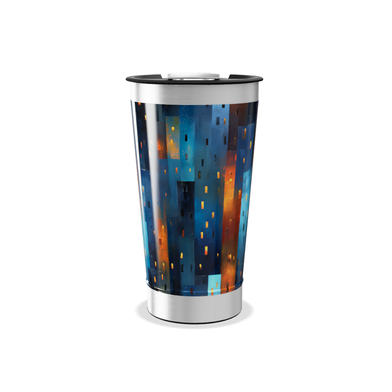 Copo Térmico - Aço Inox Azul Abstrato