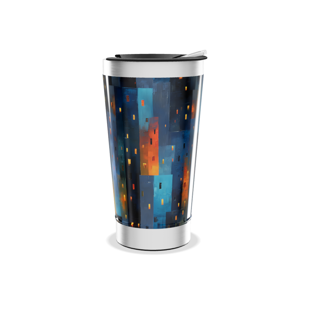 Copo Térmico - Aço Inox Azul Abstrato