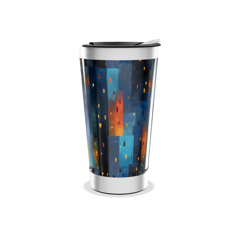 Copo Térmico - Aço Inox Azul Abstrato