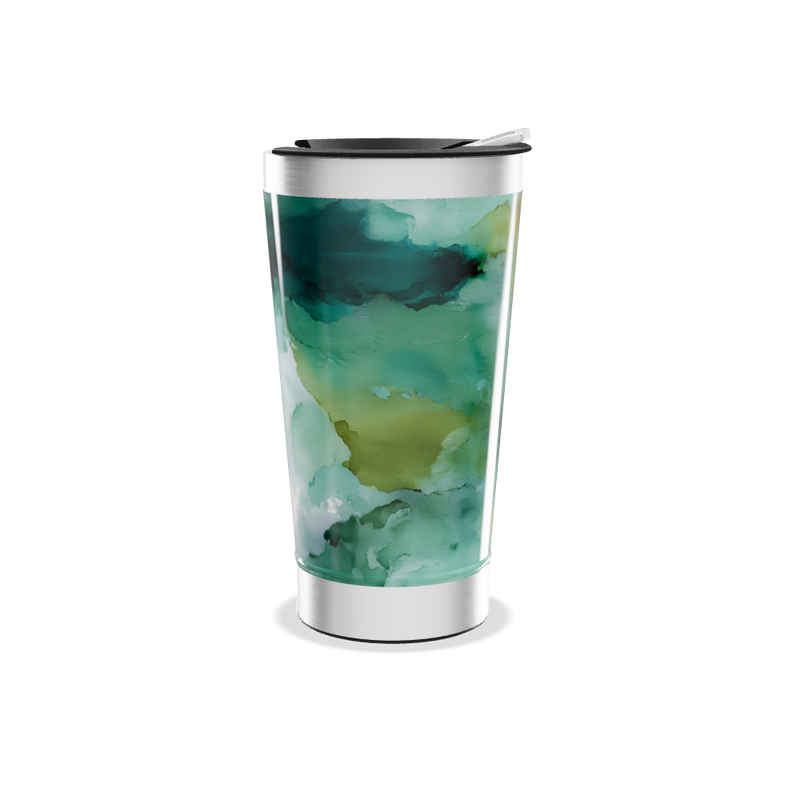 Copo Térmico - Estampa Abstrata Verde