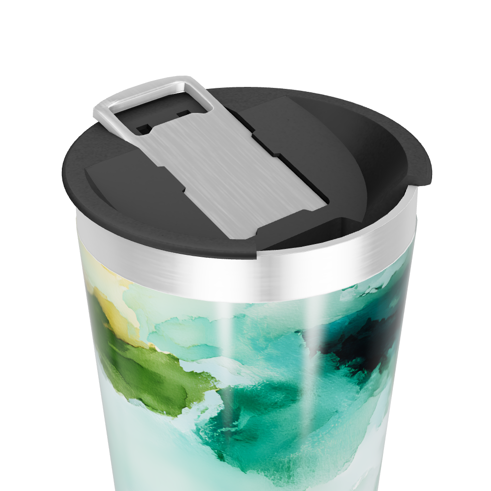 Copo Térmico - Estampa Abstrata Verde