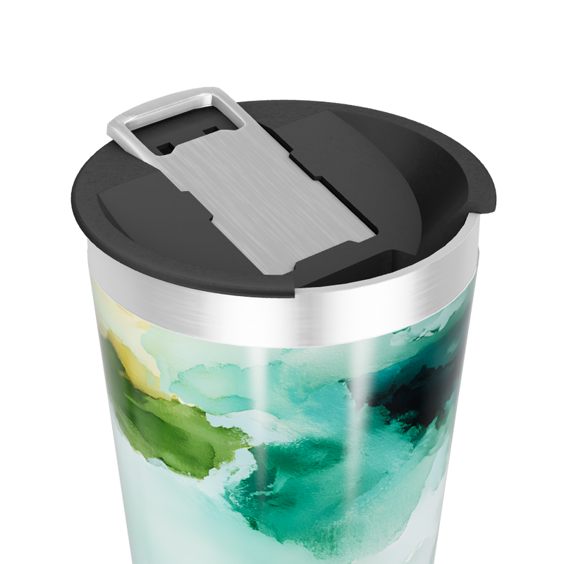 Copo Térmico - Estampa Abstrata Verde