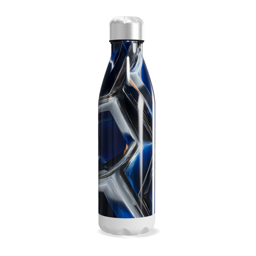 Garrafa Inox - Azul com Design Geométrico