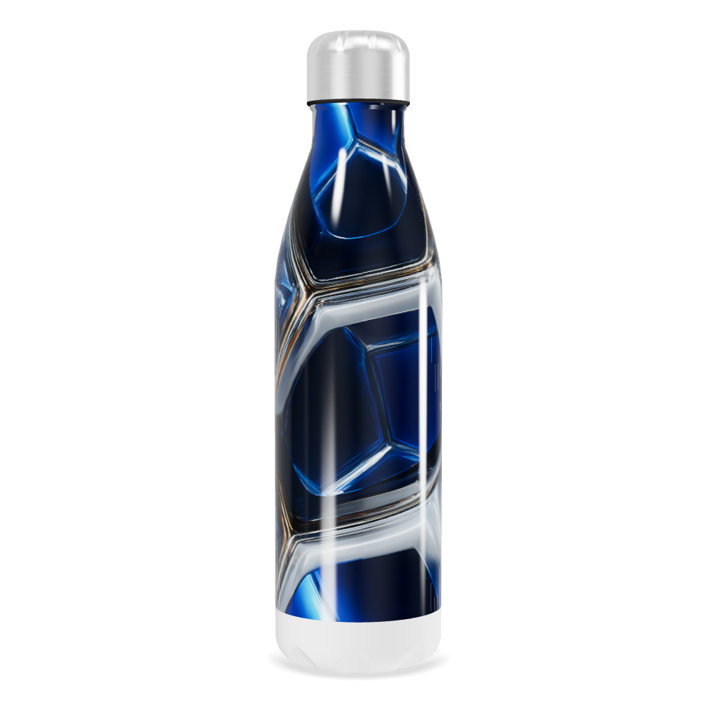Garrafa Inox - Azul com Design Geométrico