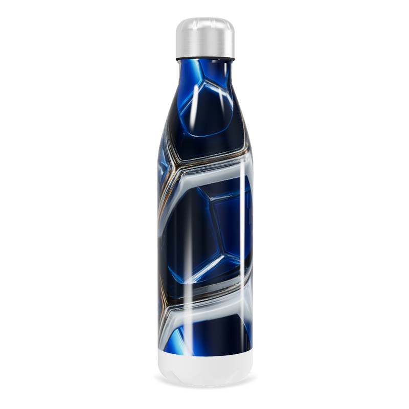 Garrafa Inox - Azul com Design Geométrico