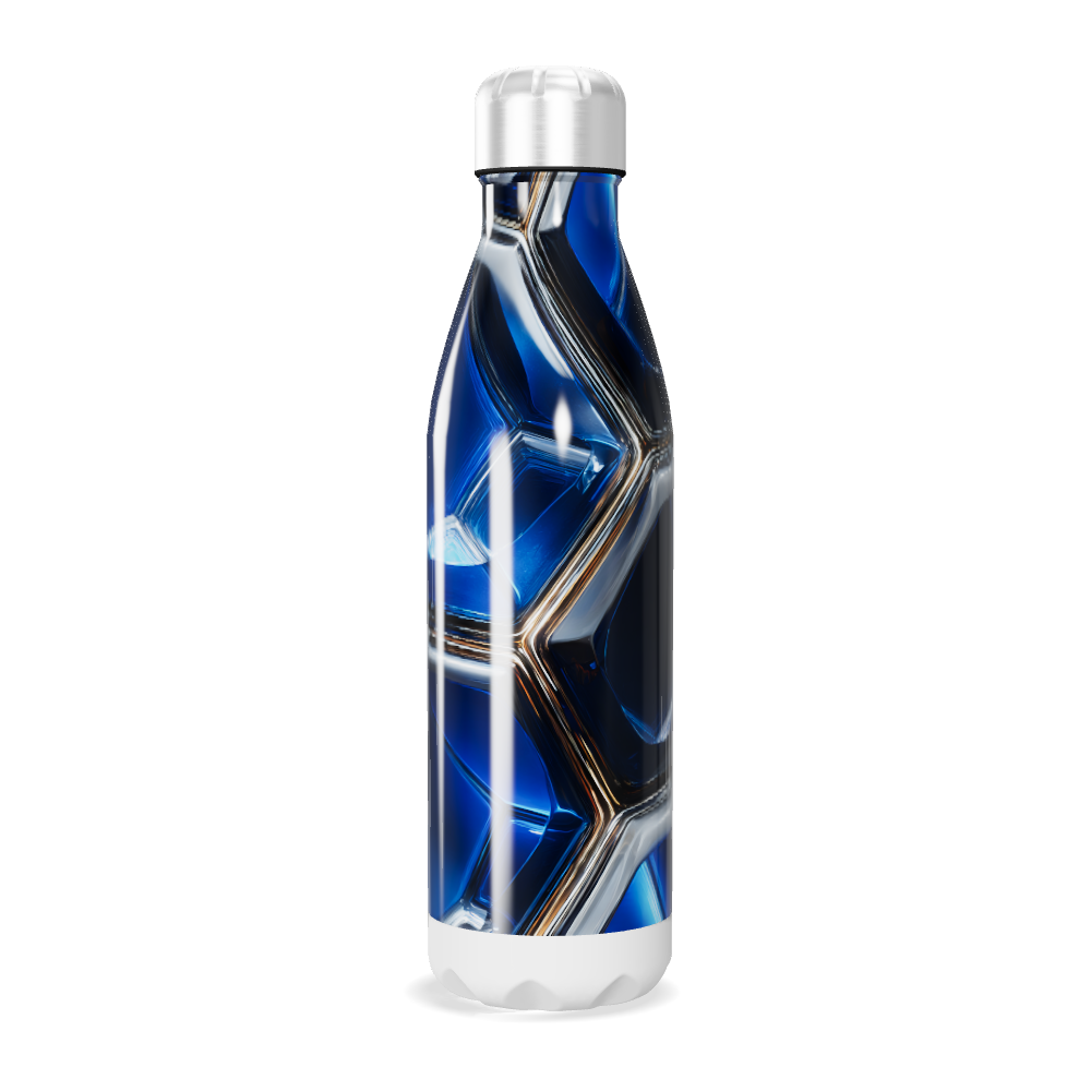Garrafa Inox - Azul com Design Geométrico