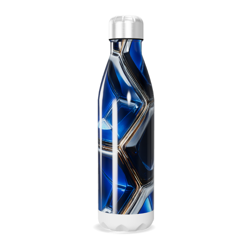 Garrafa Inox - Azul com Design Geométrico