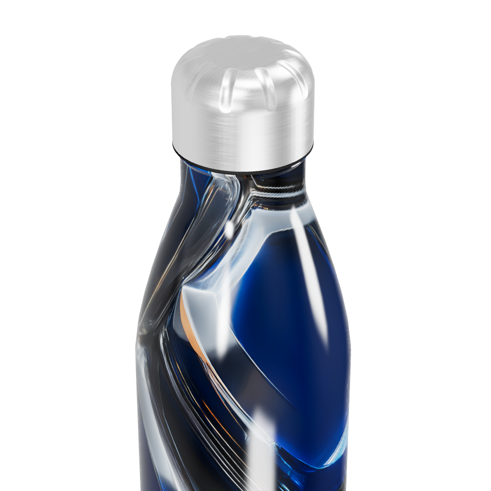 Garrafa Inox - Azul com Design Geométrico