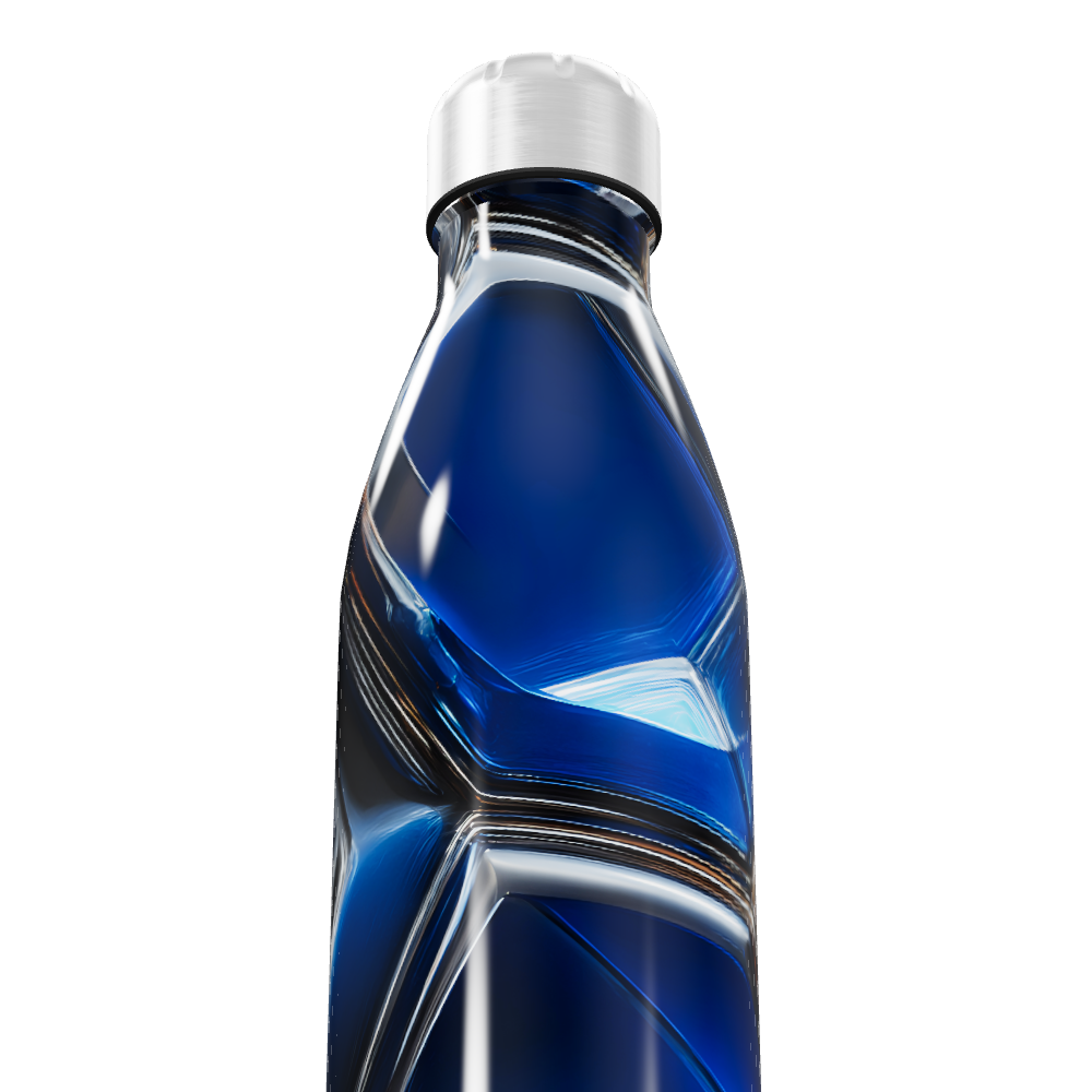 Garrafa Inox - Azul com Design Geométrico
