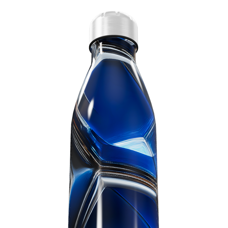 Garrafa Inox - Azul com Design Geométrico