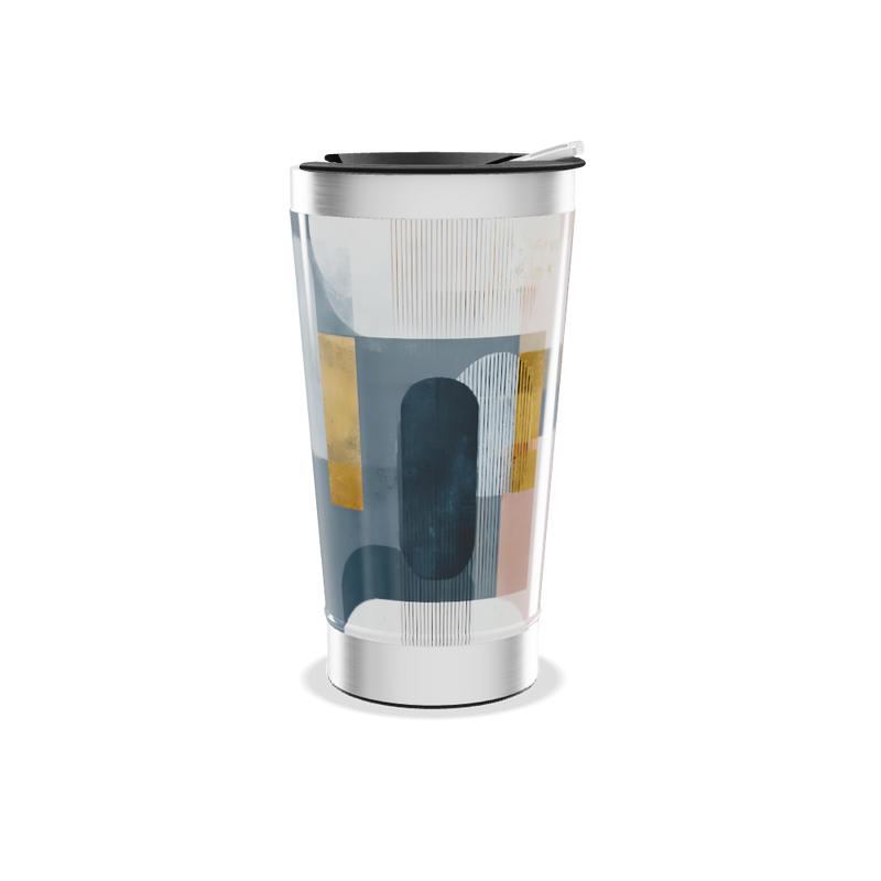 Copo Térmico - Design Geométrico Azul