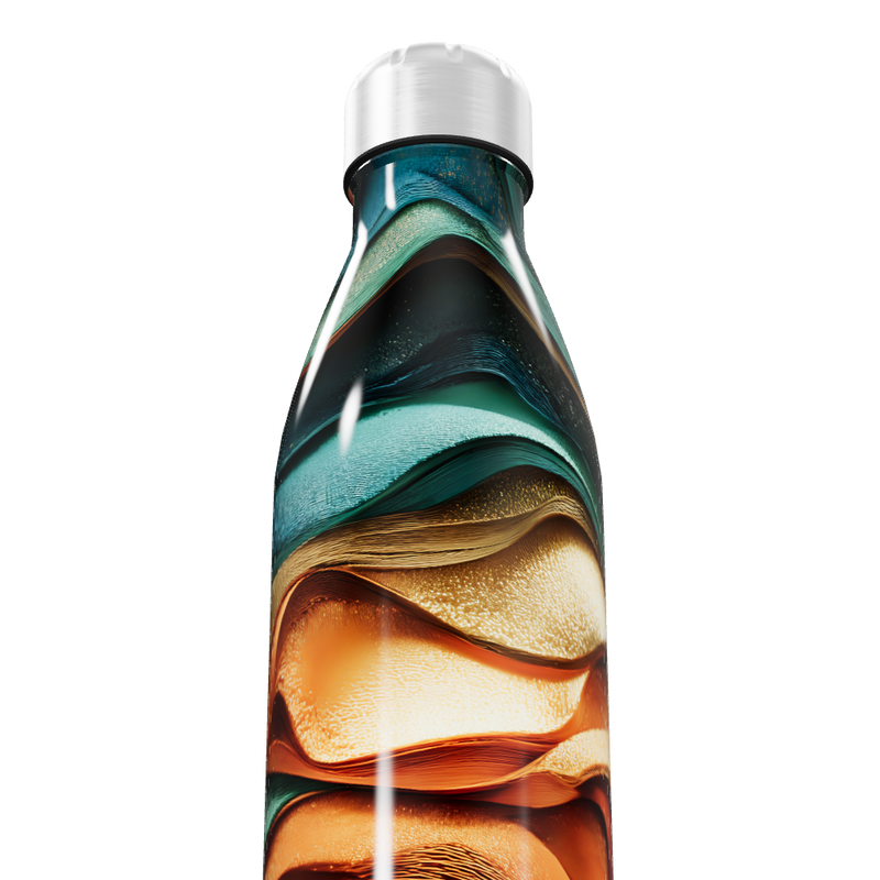 Garrafa Inox - Estampa Ondas Coloridas