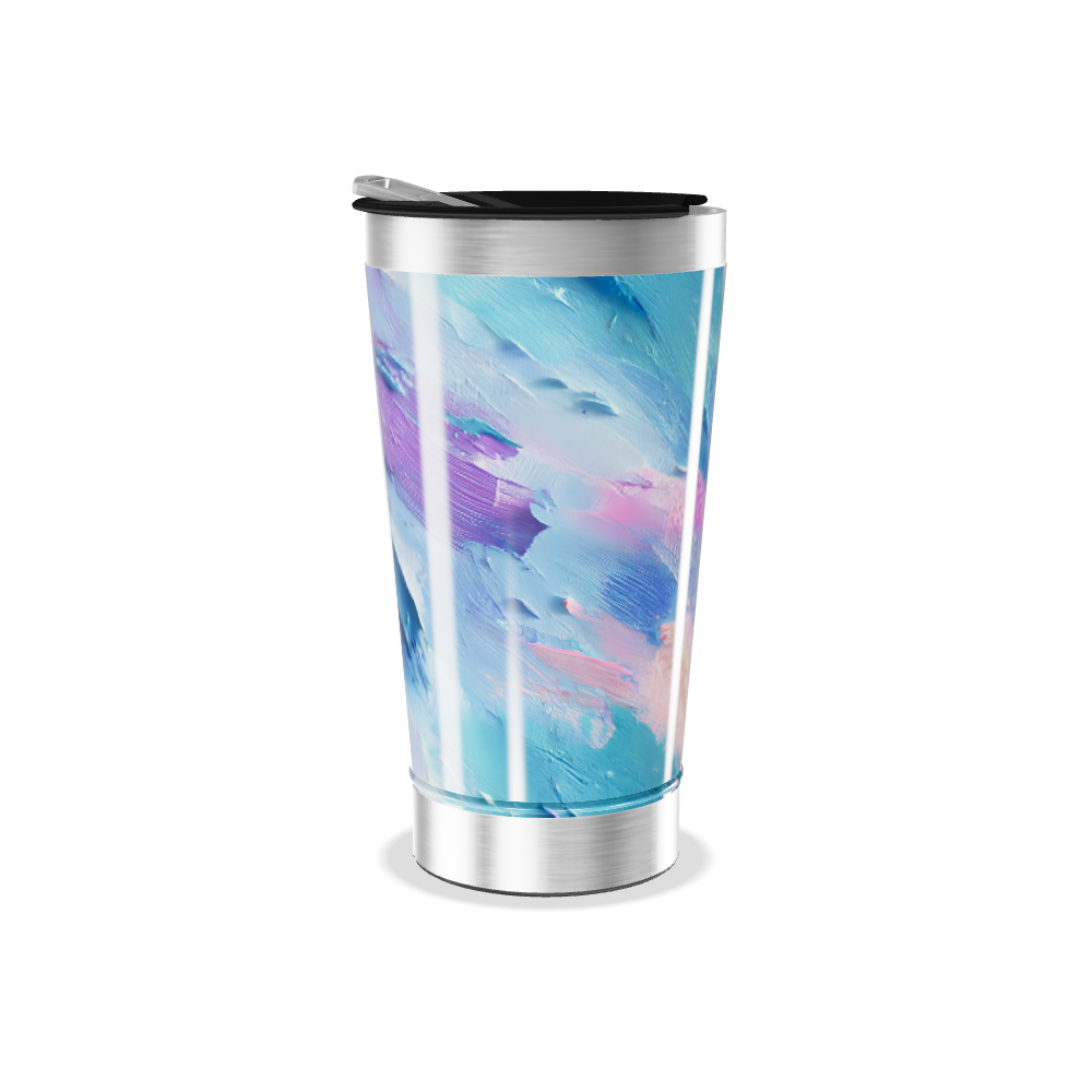 Copo Térmico - Pintura Azul Rosa Inox