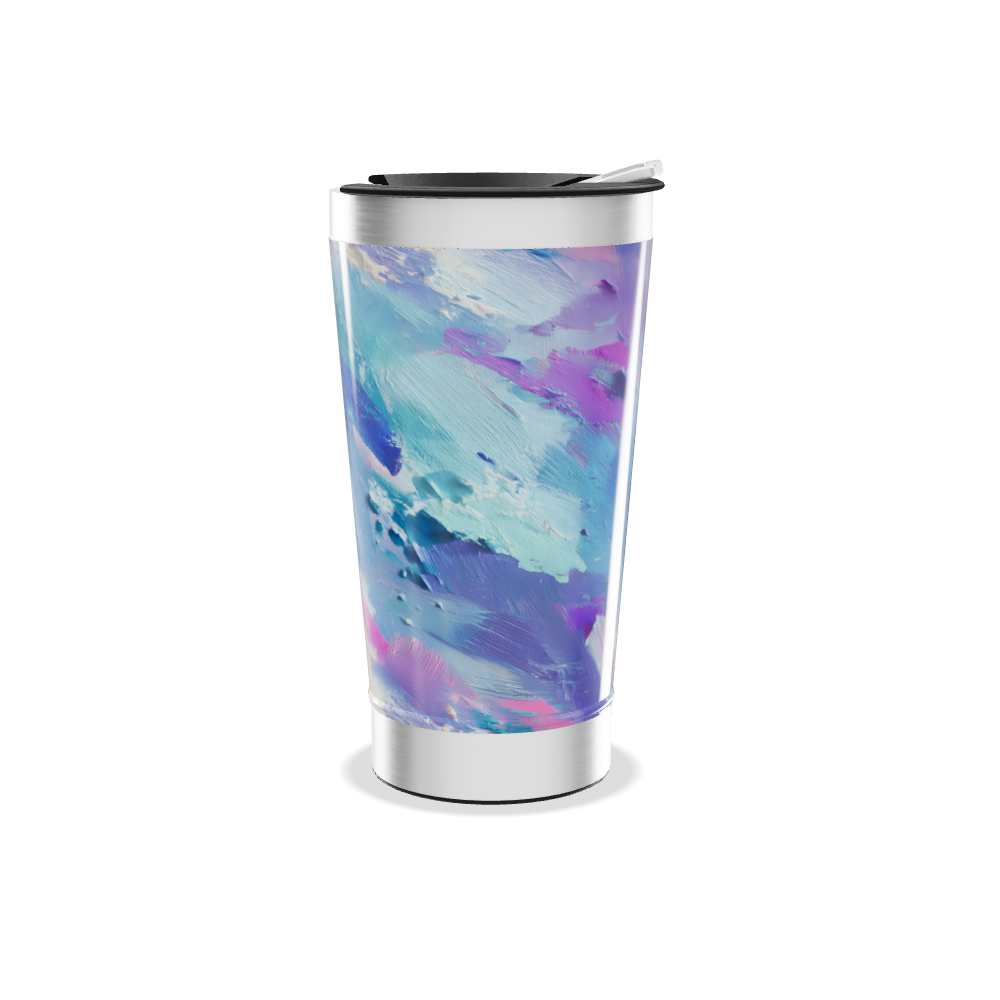 Copo Térmico - Pintura Azul Rosa Inox