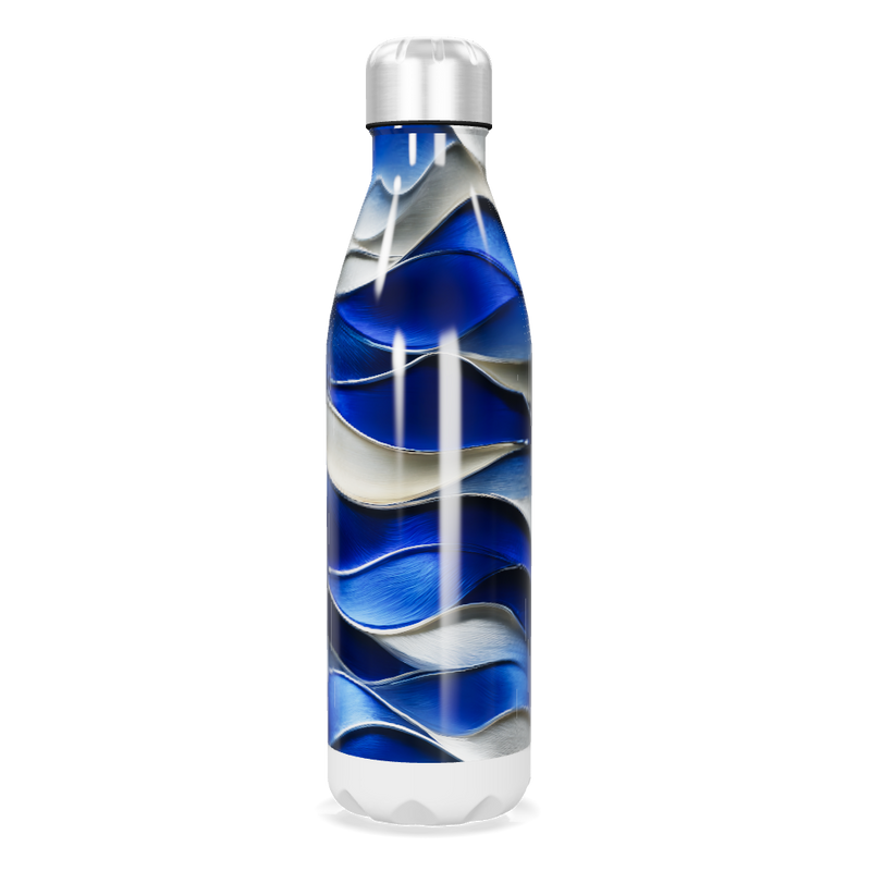 Garrafa Inox Azul - Design Ondulado