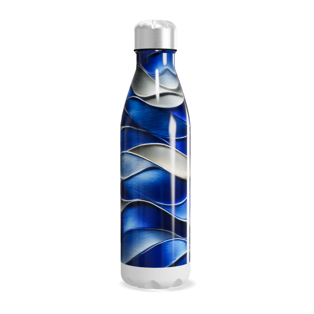 Garrafa Inox Azul - Design Ondulado