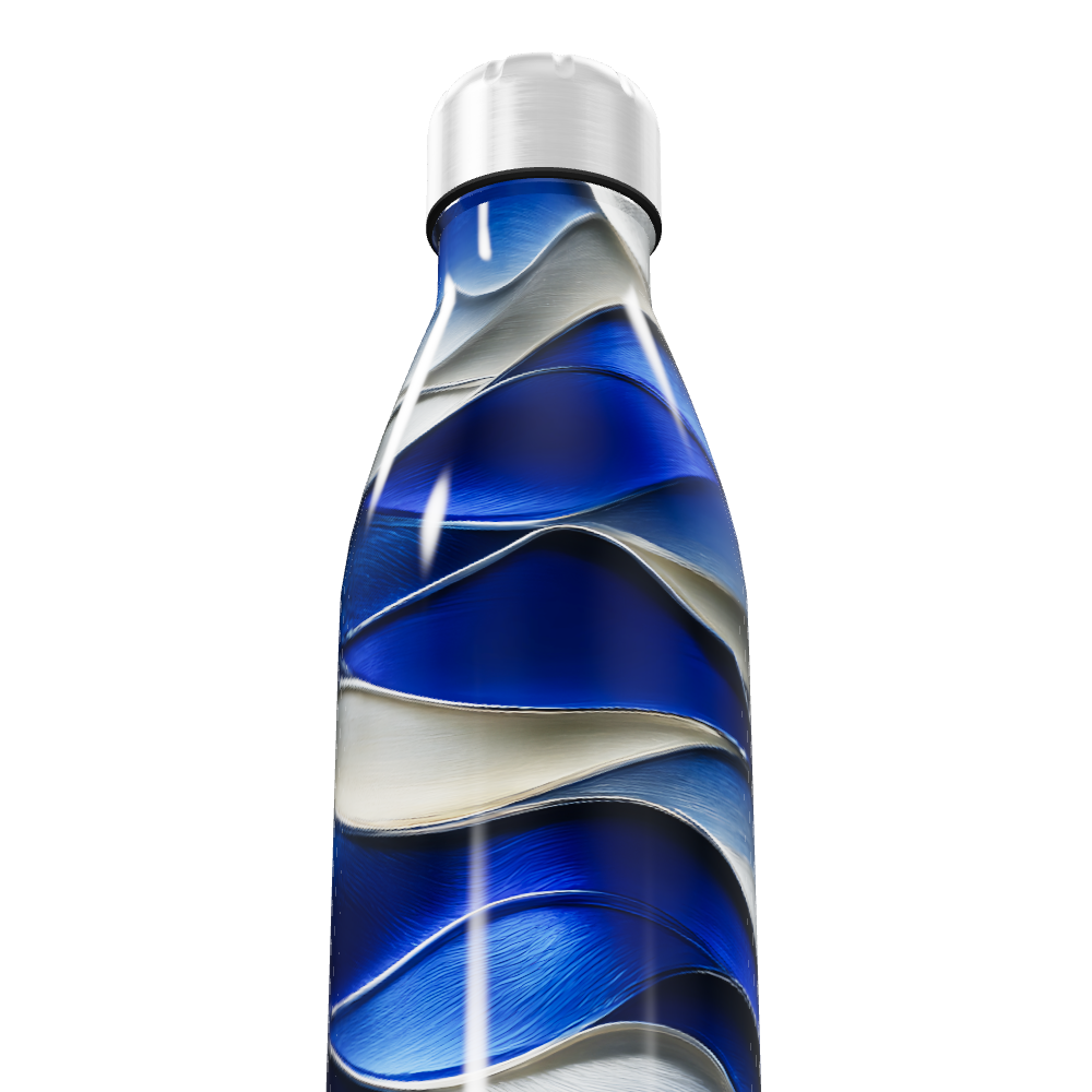 Garrafa Inox Azul - Design Ondulado