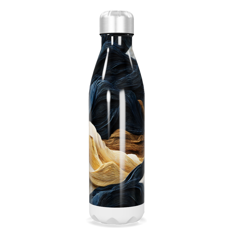 Garrafa Inox - Estampa Abstrata Azul e Dourada