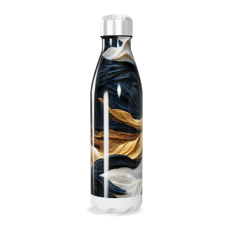 Garrafa Inox - Estampa Abstrata Azul e Dourada