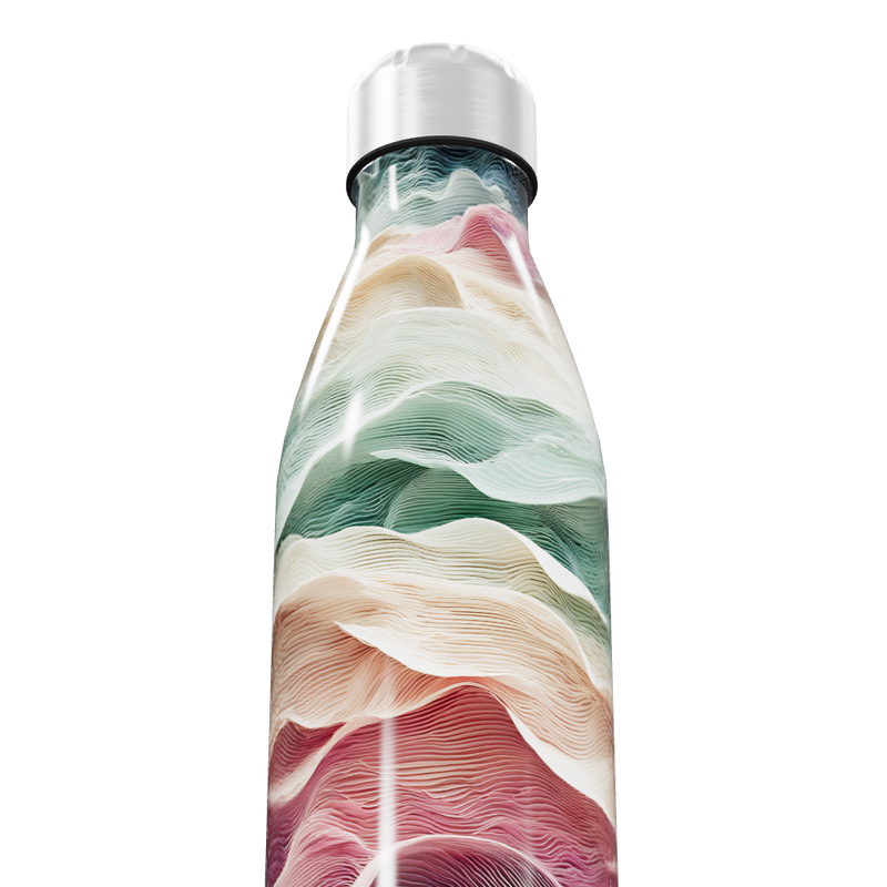 Garrafa Inox - Estampa Ondas Coloridas