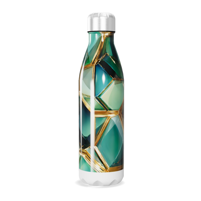 Garrafa Inox - Estampa Geométrica Verde