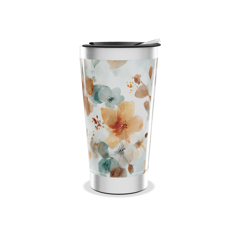 Copo Térmico - Floral Aquarela Inox