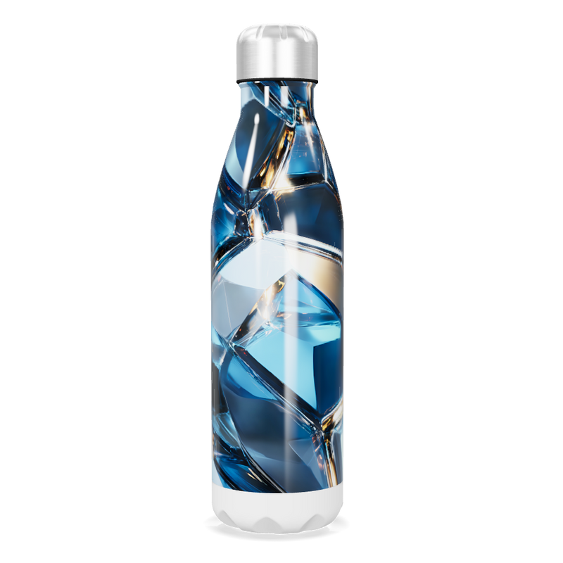 Garrafa Inox - Azul com Estampa Geométrica