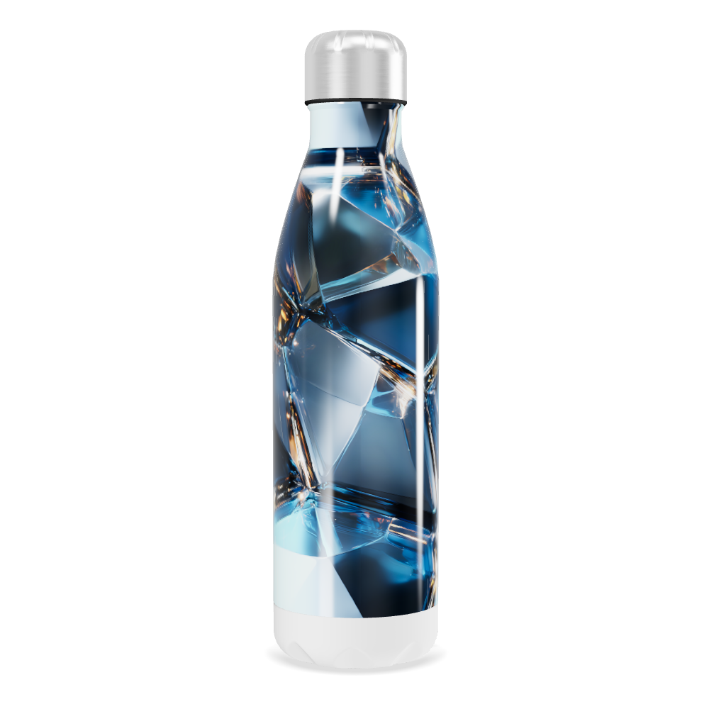 Garrafa Inox - Azul com Estampa Geométrica