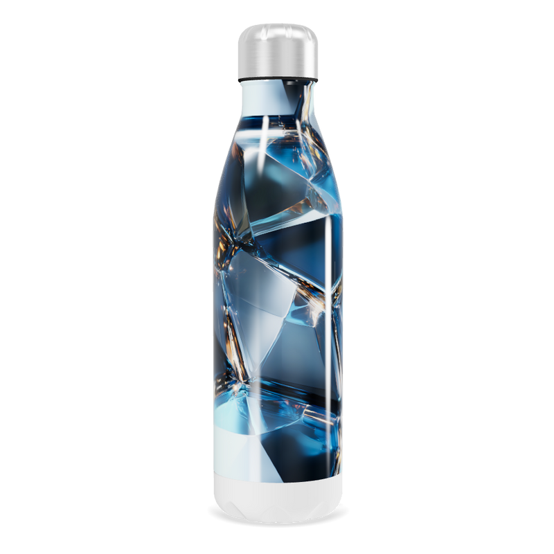 Garrafa Inox - Azul com Estampa Geométrica