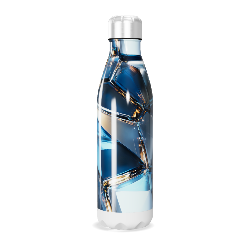 Garrafa Inox - Azul com Estampa Geométrica