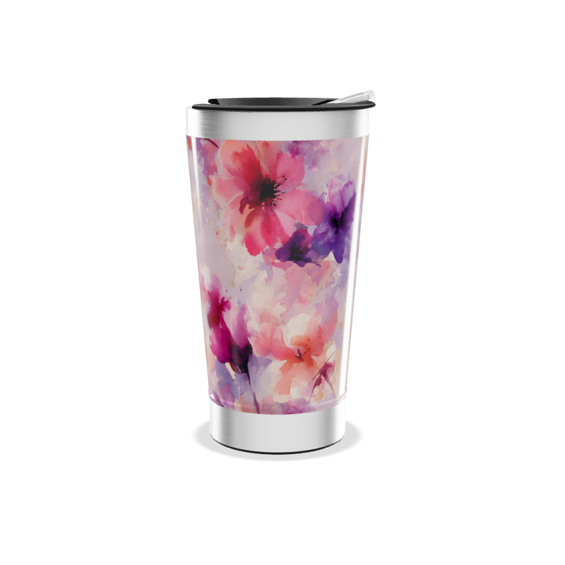 Copo Térmico - Floral Aquarela Inox