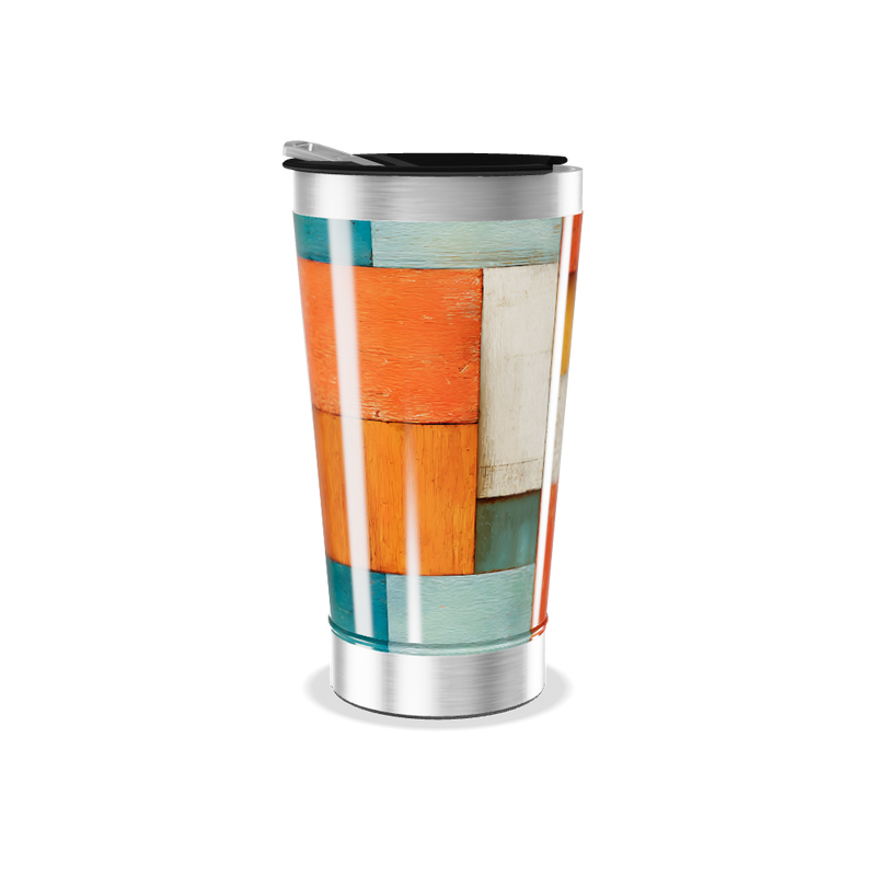 Copo Térmico - Colorido com Estampa de Madeira