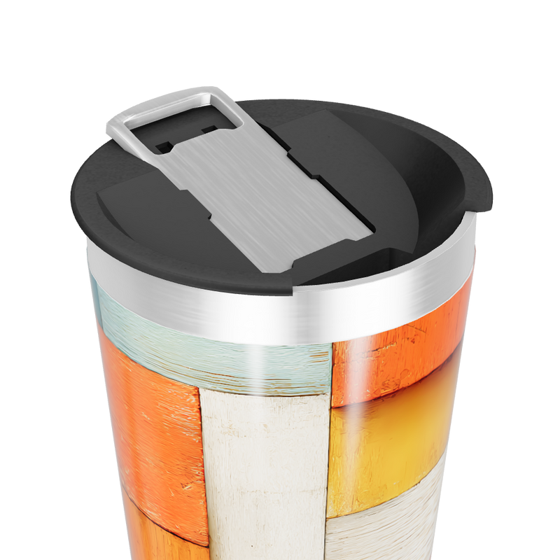 Copo Térmico - Colorido com Estampa de Madeira