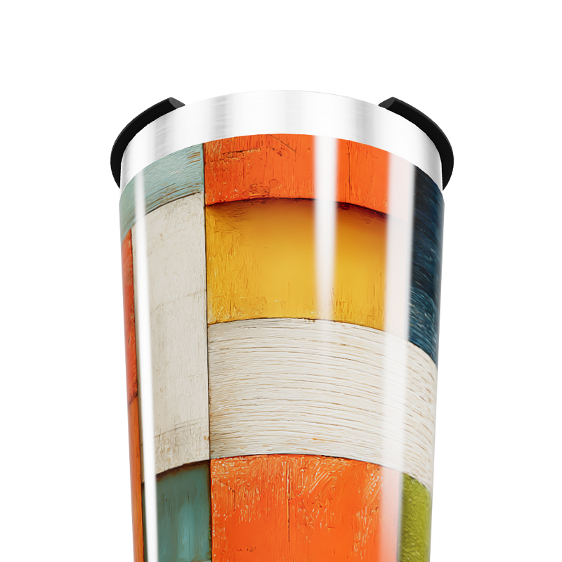 Copo Térmico - Colorido com Estampa de Madeira