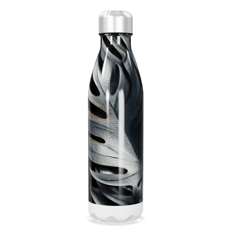 Garrafa Inox - Folhagem Preto e Branco