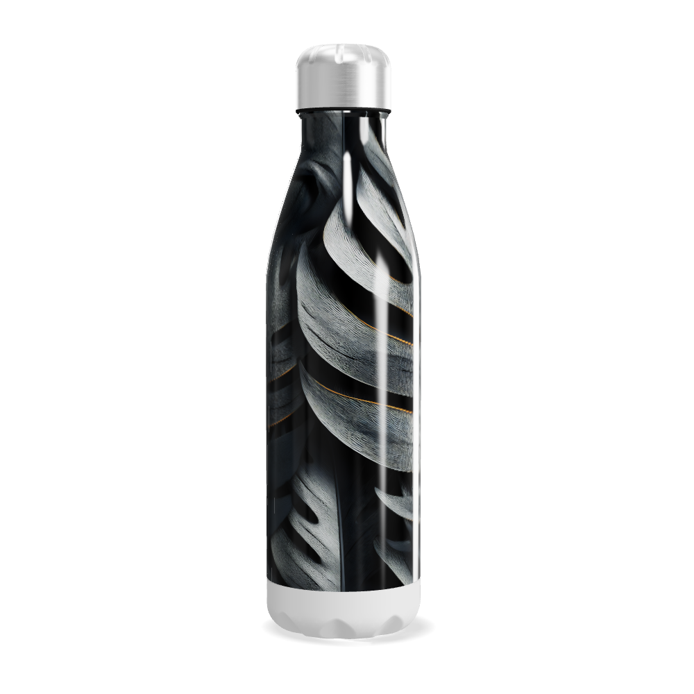Garrafa Inox - Folhagem Preto e Branco