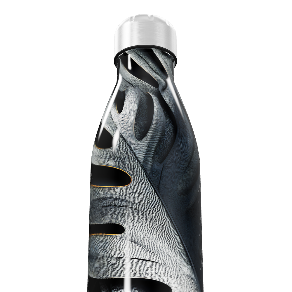 Garrafa Inox - Folhagem Preto e Branco
