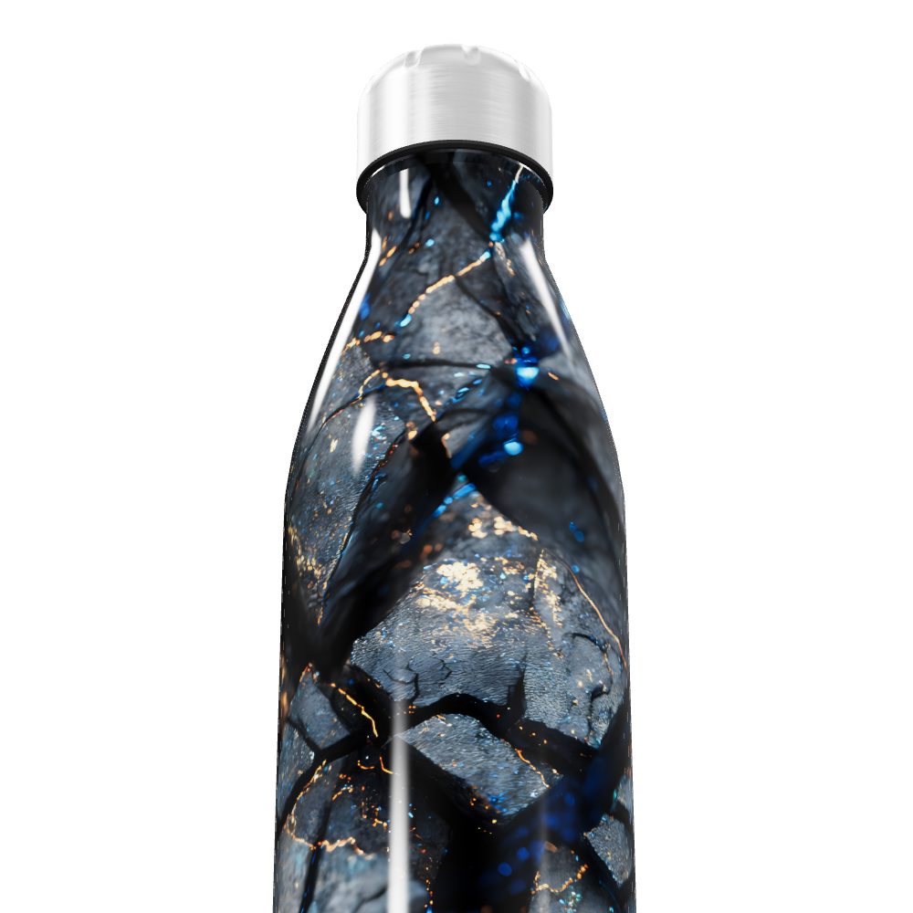 Garrafa Inox - Estampa Mármore Azul