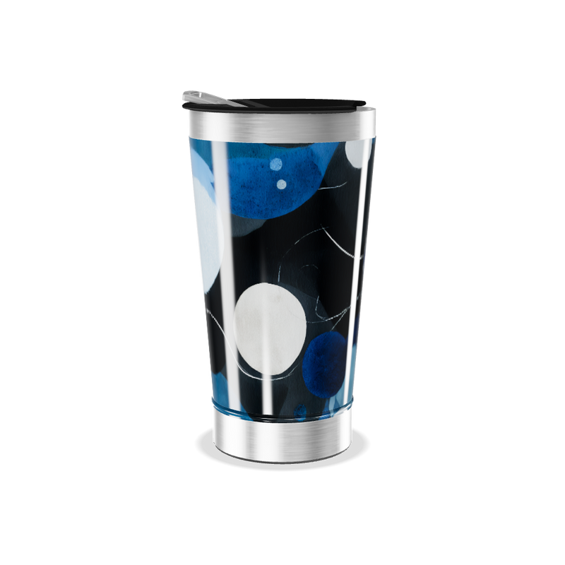 Copo Térmico - Azul com Estampa Abstrata