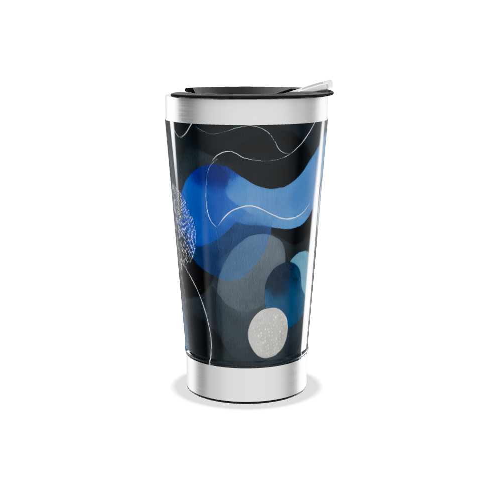 Copo Térmico - Azul com Estampa Abstrata